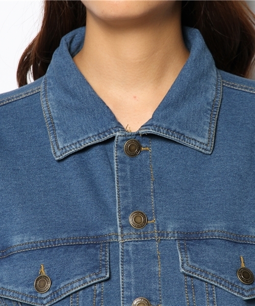 WEGO（ウィゴー）の「WEGO/カットデニムGジャン（デニムジャケット・レディース・インディゴブルー/ダークインディゴブルー・FREE）」の9枚目の写真