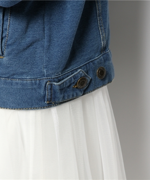 WEGO（ウィゴー）の「WEGO/カットデニムGジャン（デニムジャケット・レディース・インディゴブルー/ダークインディゴブルー・FREE）」の13枚目の写真