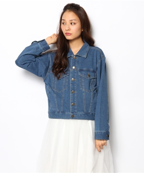 WEGO（ウィゴー）の「WEGO/カットデニムGジャン（デニムジャケット・レディース・インディゴブルー/ダークインディゴブルー・FREE）」の14枚目の写真