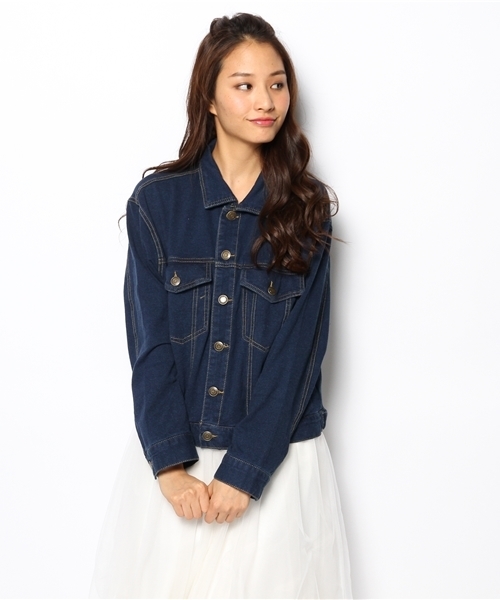 WEGO（ウィゴー）の「WEGO/カットデニムGジャン（デニムジャケット・レディース・インディゴブルー/ダークインディゴブルー・FREE）」の15枚目の写真