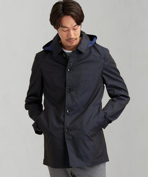 green label relaxing（グリーンレーベルリラクシング）の「NM ハッスイ フード バルカラー コート ＜ 機能性 / ストレッチ・撥水 ＞（ステンカラーコート・メンズ・ベージュ/ネイビー/コバルトブルー・S/XL/XXL/L/M）」の6枚目の写真