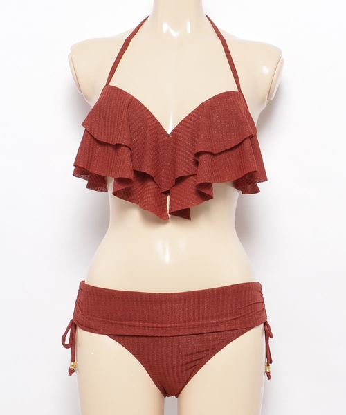 Dita(ディータ)の「フレアフリルビキニ 水着【RT】(水着・レディース・ブラック/ネイビー/カーキ/ブラック系その他/テラコッタ・M/L/XL)」の9枚目の写真