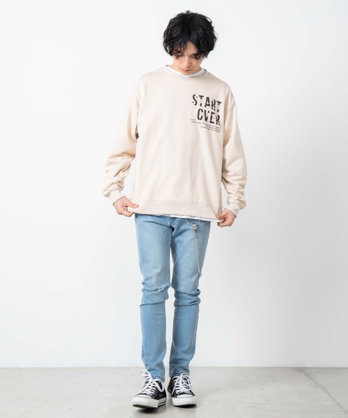 WEGO（ウィゴー）の「WEGO/バックプリントロゴビッグシルエットプルオーバー（スウェット・メンズ・ホワイト/ブラック/ベージュ・SMALL/MEDIUM/LARGE）」の12枚目の写真