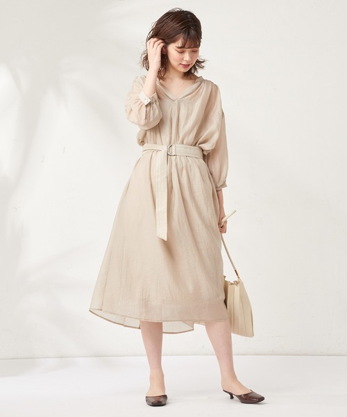 natural couture（ナチュラルクチュール）の「たっぷりギャザーシャツワンピースⅡ（ワンピース・レディース・ラベンダー/ミント/ホワイト/ライトベージュ・FREE）」の3枚目の写真