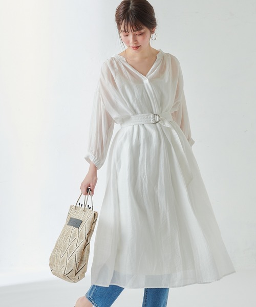 natural couture（ナチュラルクチュール）の「たっぷりギャザーシャツワンピースⅡ（ワンピース・レディース・ラベンダー/ミント/ホワイト/ライトベージュ・FREE）」の21枚目の写真