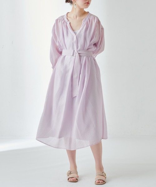 natural couture（ナチュラルクチュール）の「たっぷりギャザーシャツワンピースⅡ（ワンピース・レディース・ラベンダー/ミント/ホワイト/ライトベージュ・FREE）」の19枚目の写真