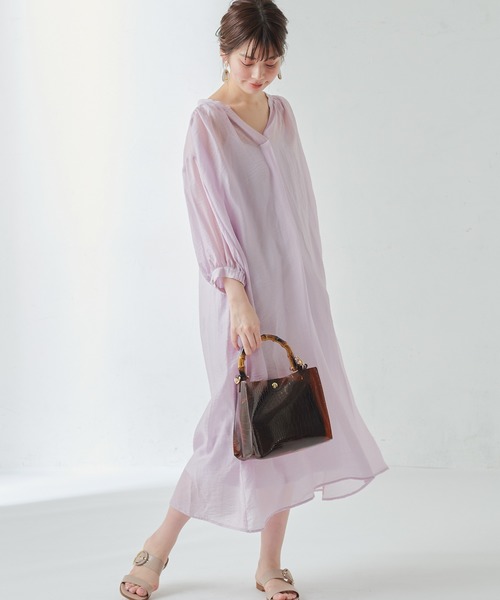 natural couture（ナチュラルクチュール）の「たっぷりギャザーシャツワンピースⅡ（ワンピース・レディース・ラベンダー/ミント/ホワイト/ライトベージュ・FREE）」の22枚目の写真