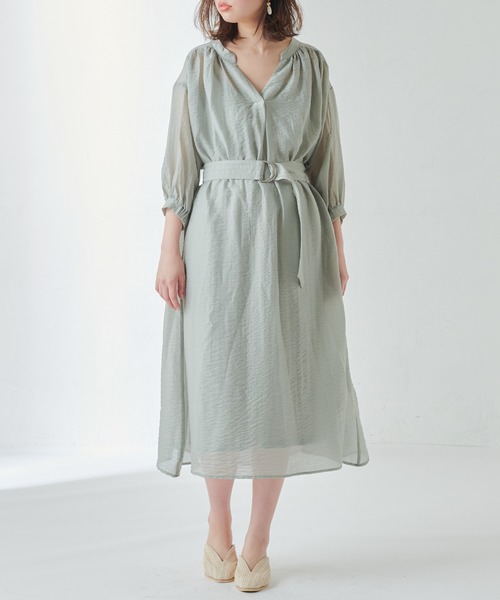 natural couture（ナチュラルクチュール）の「たっぷりギャザーシャツワンピースⅡ（ワンピース・レディース・ラベンダー/ミント/ホワイト/ライトベージュ・FREE）」の14枚目の写真