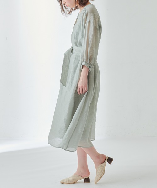 natural couture（ナチュラルクチュール）の「たっぷりギャザーシャツワンピースⅡ（ワンピース・レディース・ラベンダー/ミント/ホワイト/ライトベージュ・FREE）」の17枚目の写真