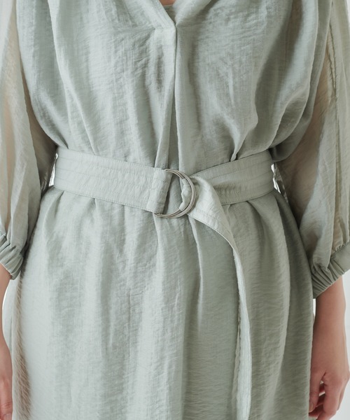 natural couture（ナチュラルクチュール）の「たっぷりギャザーシャツワンピースⅡ（ワンピース・レディース・ラベンダー/ミント/ホワイト/ライトベージュ・FREE）」の7枚目の写真