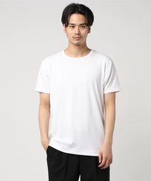 【CHAMPION/チャンピオン】JEANSMATE別注吸水速乾性抜群の無地 ダブルドライ機能付き スタンダードシルエット 裾ブランドロゴ付き ベーシック クルーネックTシャツカットソー