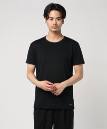 【CHAMPION/チャンピオン】JEANSMATE別注吸水速乾性抜群の無地 ダブルドライ機能付き スタンダードシルエット 裾ブランドロゴ付き ベーシック クルーネックTシャツカットソー