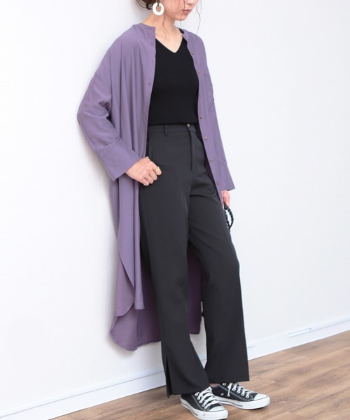 reca（レカ）の「【zozotown限定】スリット入り センタープレススラックスパンツ（その他パンツ・レディース・ブラック/ブルー/ミント/ライトベージュ・M）」の2枚目の写真