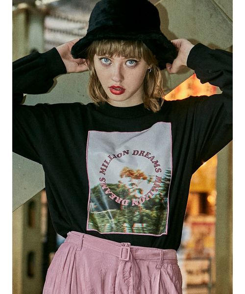 jouetie(ジュエティ)の「フラワーフォトロンT(Tシャツ/カットソー・レディース・ブラック/オフホワイト/ライトブルー・MEDIUM)」の6枚目の写真