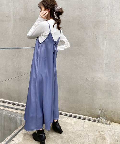 one after another NICE CLAUP（ワンアフターアナザーナイスクラップ）の「【ZOZO限定】フレアキャミワンピース（ワンピース・レディース・アイボリー/ブルーグレー/ホワイト系その他/ブラウン系その他/ブルー系その他/ベージュ系その他/ブラック/ダークブルー/キャメル・FREE）」の8枚目の写真