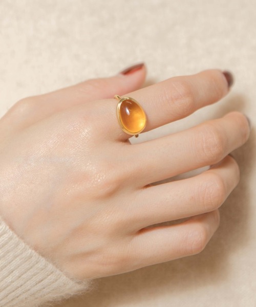 flower(フラワー)の「カボションリング(リング・レディース・ホワイト/ベージュ/グレー/コーラルピンク/ピンク/イエロー/オレンジ・FREE/SMALL)」の7枚目の写真