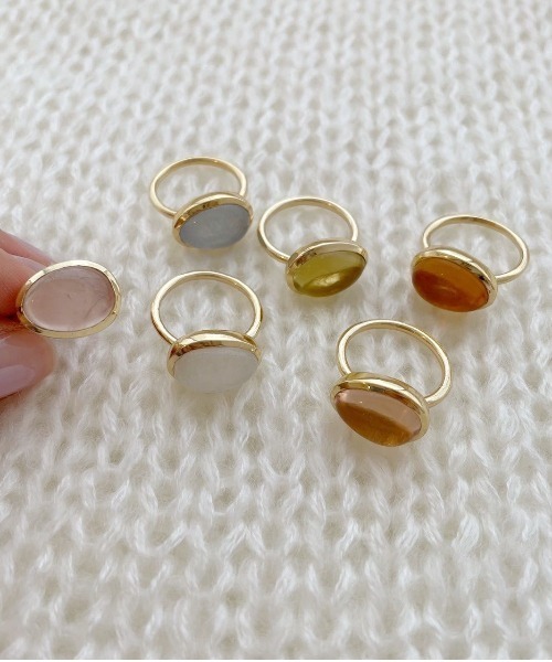 flower(フラワー)の「カボションリング(リング・レディース・ホワイト/ベージュ/グレー/コーラルピンク/ピンク/イエロー/オレンジ・FREE/SMALL)」の11枚目の写真