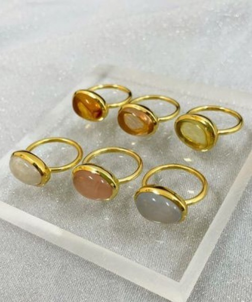 flower(フラワー)の「カボションリング(リング・レディース・ホワイト/ベージュ/グレー/コーラルピンク/ピンク/イエロー/オレンジ・FREE/SMALL)」の12枚目の写真