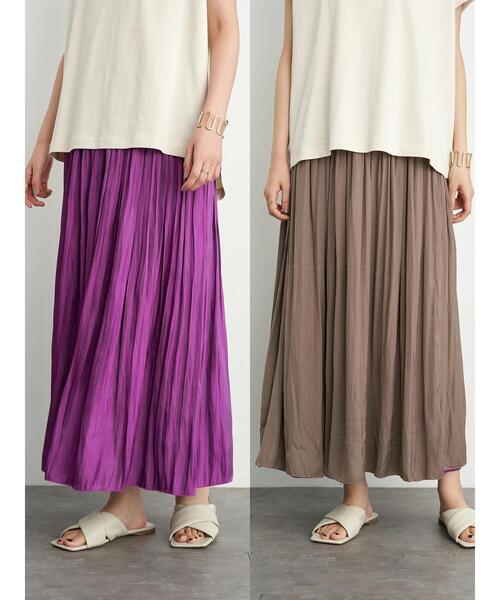 AMERICAN HOLIC（アメリカンホリック）の「リバーシブルプリーツ×ワッシャースカート　＊（スカート・レディース・チャコールグレー/グレー/ピンク/マスタード/モカ/ブルーグリーン・FREE）」の6枚目の写真