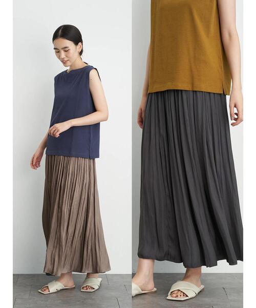 AMERICAN HOLIC（アメリカンホリック）の「リバーシブルプリーツ×ワッシャースカート　＊（スカート・レディース・チャコールグレー/グレー/ピンク/マスタード/モカ/ブルーグリーン・FREE）」の3枚目の写真