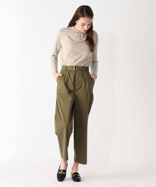 grove(グローブ)の「【S-LL】シャーリングネックカットソー(Tシャツ/カットソー・レディース・ブラック/グリーン/ライトグレー/アイボリー・01/02/03/04)」の13枚目の写真