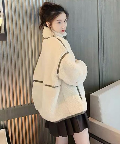 おしゃれスタ（オシャレスタ）の「【OSHARESTA★TOKYO】大人カジュアル/ファーブルゾン（ブルゾン・レディース・オフホワイト/キャメル・L/M）」の6枚目の写真