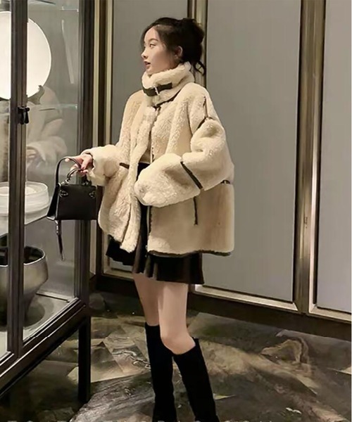 おしゃれスタ（オシャレスタ）の「【OSHARESTA★TOKYO】大人カジュアル/ファーブルゾン（ブルゾン・レディース・オフホワイト/キャメル・L/M）」の8枚目の写真