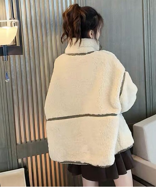 おしゃれスタ（オシャレスタ）の「【OSHARESTA★TOKYO】大人カジュアル/ファーブルゾン（ブルゾン・レディース・オフホワイト/キャメル・L/M）」の9枚目の写真