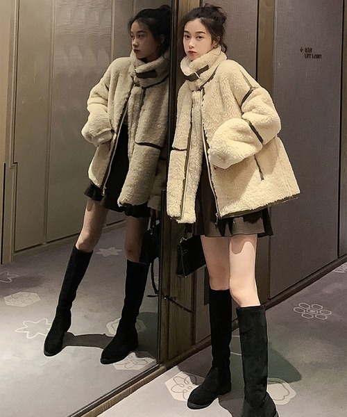 おしゃれスタ（オシャレスタ）の「【OSHARESTA★TOKYO】大人カジュアル/ファーブルゾン（ブルゾン・レディース・オフホワイト/キャメル・L/M）」の10枚目の写真