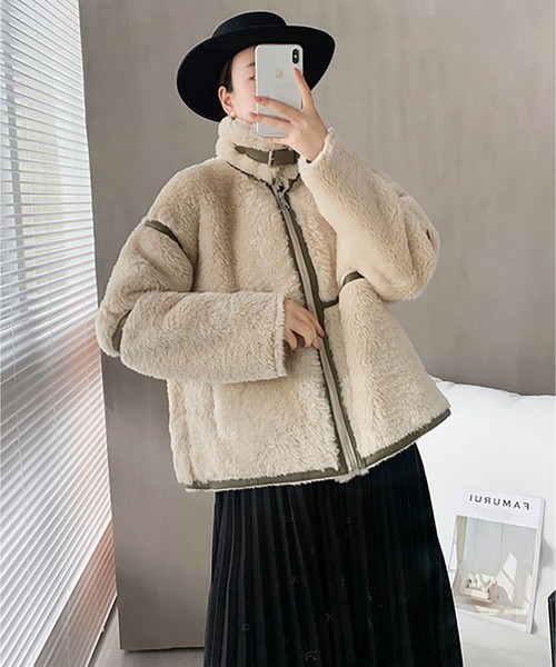 おしゃれスタ（オシャレスタ）の「【OSHARESTA★TOKYO】大人カジュアル/ファーブルゾン（ブルゾン・レディース・オフホワイト/キャメル・L/M）」の12枚目の写真