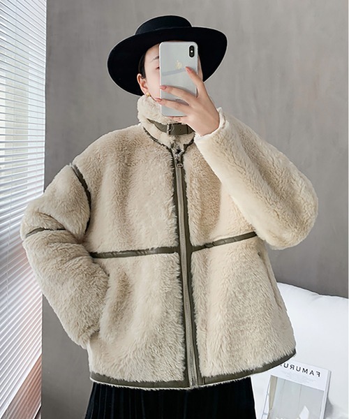 おしゃれスタ（オシャレスタ）の「【OSHARESTA★TOKYO】大人カジュアル/ファーブルゾン（ブルゾン・レディース・オフホワイト/キャメル・L/M）」の13枚目の写真