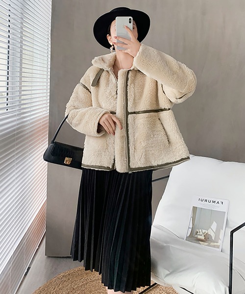 おしゃれスタ（オシャレスタ）の「【OSHARESTA★TOKYO】大人カジュアル/ファーブルゾン（ブルゾン・レディース・オフホワイト/キャメル・L/M）」の14枚目の写真