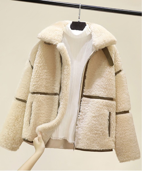 おしゃれスタ（オシャレスタ）の「【OSHARESTA★TOKYO】大人カジュアル/ファーブルゾン（ブルゾン・レディース・オフホワイト/キャメル・L/M）」の16枚目の写真