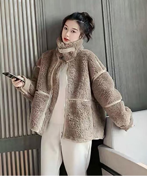 おしゃれスタ（オシャレスタ）の「【OSHARESTA★TOKYO】大人カジュアル/ファーブルゾン（ブルゾン・レディース・オフホワイト/キャメル・L/M）」の21枚目の写真