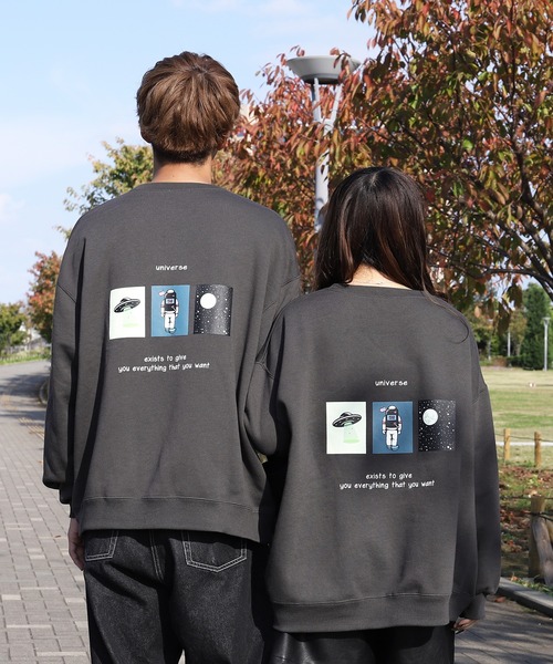 PairPair（ペアペア）の「ユニークバックプリントスウェット(ユニセックス)（スウェット・レディース・ホワイト/ブラック/オフホワイト/アイボリー/モカ/スミクロ・MEDIUM/LARGE）」の5枚目の写真