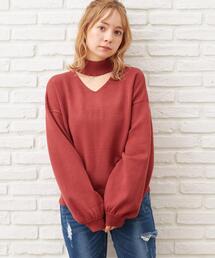 スリットネックニット