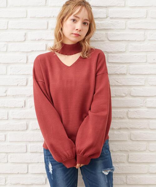 INGNI(イング)の「スリットネックニット(ニット/セーター・レディース・ブラック/グレー系その他/ミント/オレンジ・M)」の4枚目の写真