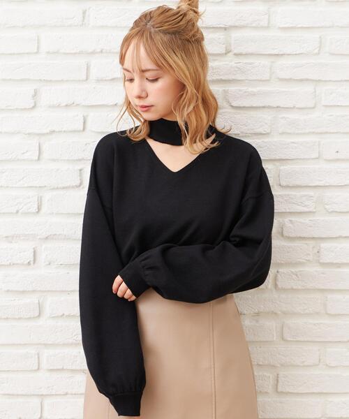 INGNI(イング)の「スリットネックニット(ニット/セーター・レディース・ブラック/グレー系その他/ミント/オレンジ・M)」の2枚目の写真