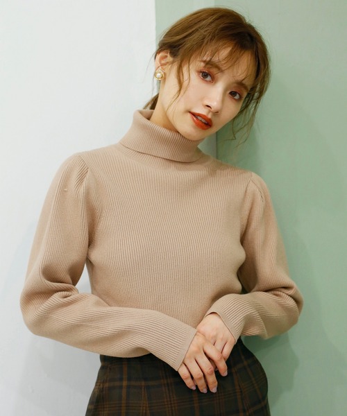 one after another NICE CLAUP(ワンアフターアナザーナイスクラップ)の「ハイネックシンプルニット(ニット/セーター・レディース・ブラック/ベージュ/アイボリー/ピンクベージュ・FREE)」の16枚目の写真