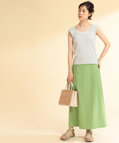 Ray BEAMS（レイビームス）の「Ray BEAMS / ラウンドネック ノースリーブ Tシャツ（タンクトップ・レディース・ライトグレー/ブラック/レッド系その他/グリーン系その他2・ONE SIZE）」の5枚目の写真