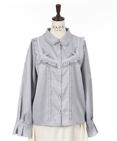 axes femme - 3点おまとめ　アクシーズ　シャーリングデザインブラウス　M　キナリ axes femme（アクシーズファム）の「襟付刺繍ブラウス（シャツ