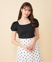 MIIA（ミーア）の「配色リブトップス（Tシャツ/カットソー）」