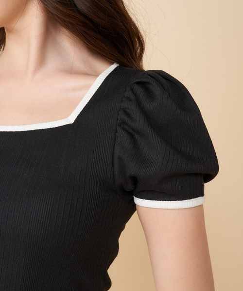 MIIA(ミーア)の「配色リブトップス(Tシャツ/カットソー・レディース・ブラック/ベージュ/オフホワイト/ブルー・FREE)」の13枚目の写真