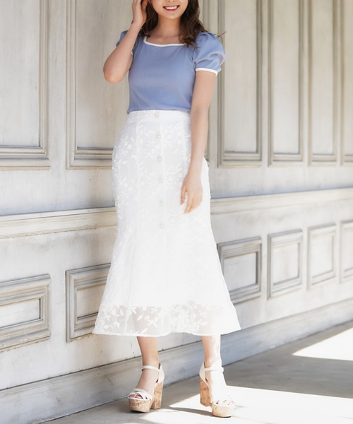 MIIA(ミーア)の「配色リブトップス(Tシャツ/カットソー・レディース・ブラック/ベージュ/オフホワイト/ブルー・FREE)」の7枚目の写真