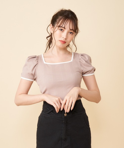 MIIA(ミーア)の「配色リブトップス(Tシャツ/カットソー・レディース・ブラック/ベージュ/オフホワイト/ブルー・FREE)」の18枚目の写真