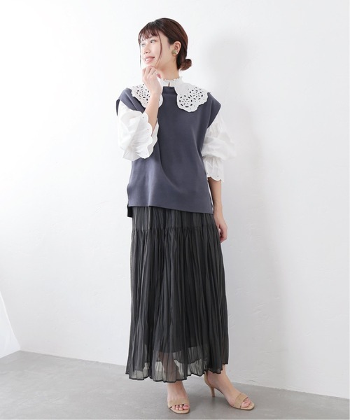 La TOTALITE（ラトータリテ）の「シフォンニットワッシャースカート【手洗い可能】◆（スカート・レディース・サックスブルー/パープル/チャコールグレー・FREE）」の22枚目の写真