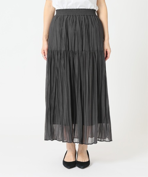 La TOTALITE（ラトータリテ）の「シフォンニットワッシャースカート【手洗い可能】◆（スカート・レディース・サックスブルー/パープル/チャコールグレー・FREE）」の13枚目の写真