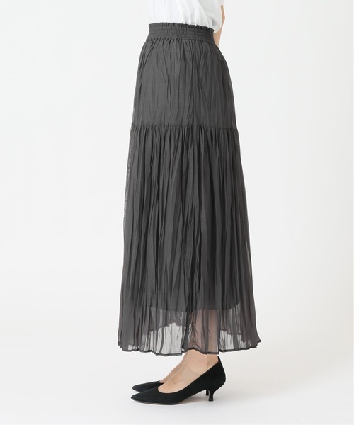 La TOTALITE（ラトータリテ）の「シフォンニットワッシャースカート【手洗い可能】◆（スカート・レディース・サックスブルー/パープル/チャコールグレー・FREE）」の4枚目の写真