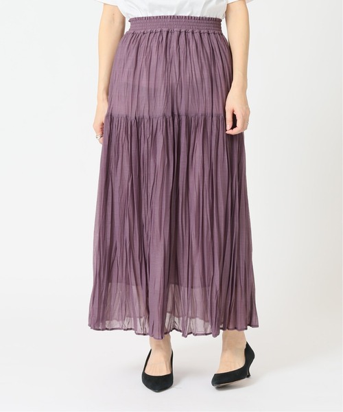 La TOTALITE（ラトータリテ）の「シフォンニットワッシャースカート【手洗い可能】◆（スカート・レディース・サックスブルー/パープル/チャコールグレー・FREE）」の5枚目の写真