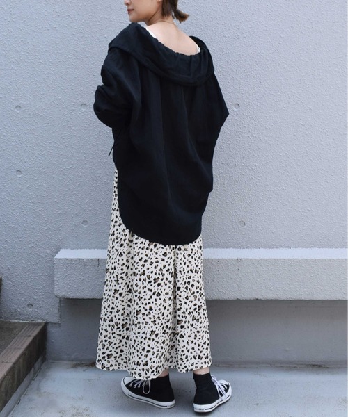 PICCIN（ピッチン）の「コットンダブルガーゼギャザーカラーブラウス（シャツ/ブラウス・レディース・ブラック/オフホワイト・M）」の22枚目の写真